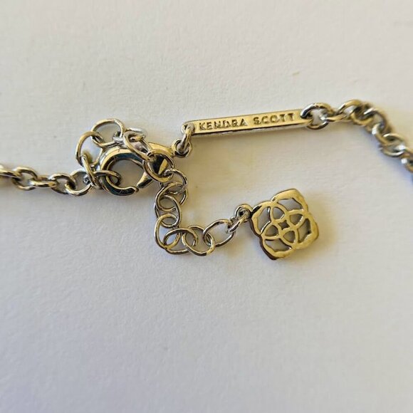 Kendra Scott Devalyn Long Station Necklace Logo Medallion Silver - Picture 6 of 6